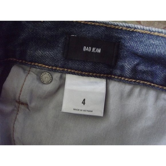 Express High Waisted Original Cropped Dad Jeans 4 x25"Inseam BUTTONFLY Crop dark - Picture 4 of 9